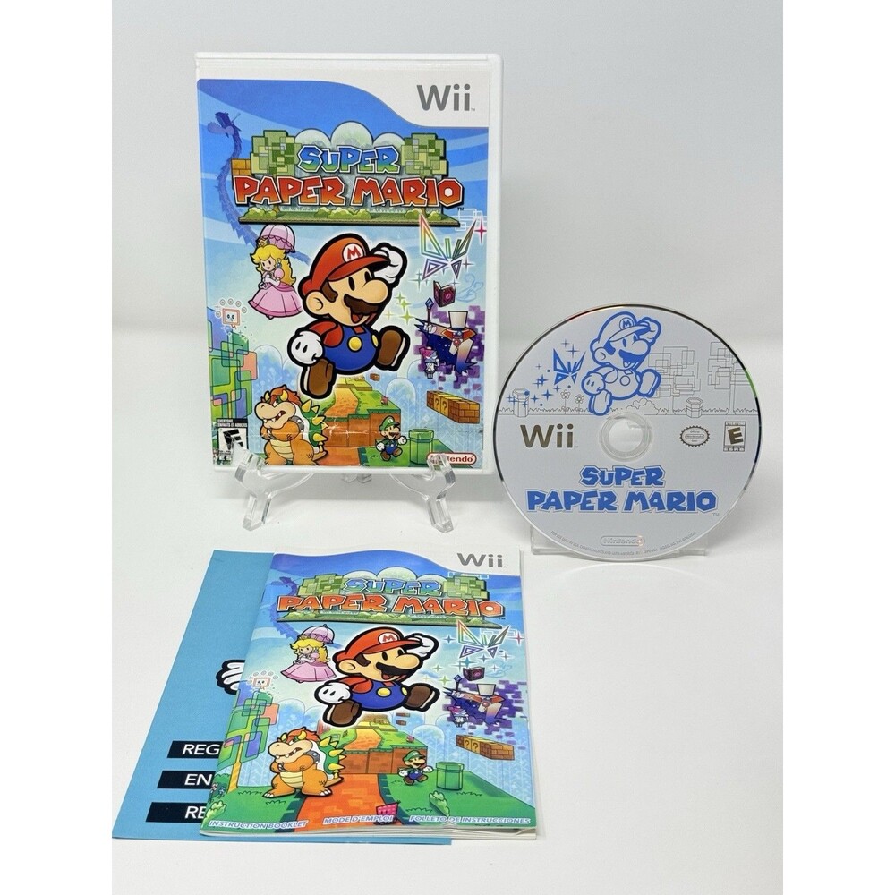 Super Paper Mario Nintendo Wii Complete CIB Refurbished Tested